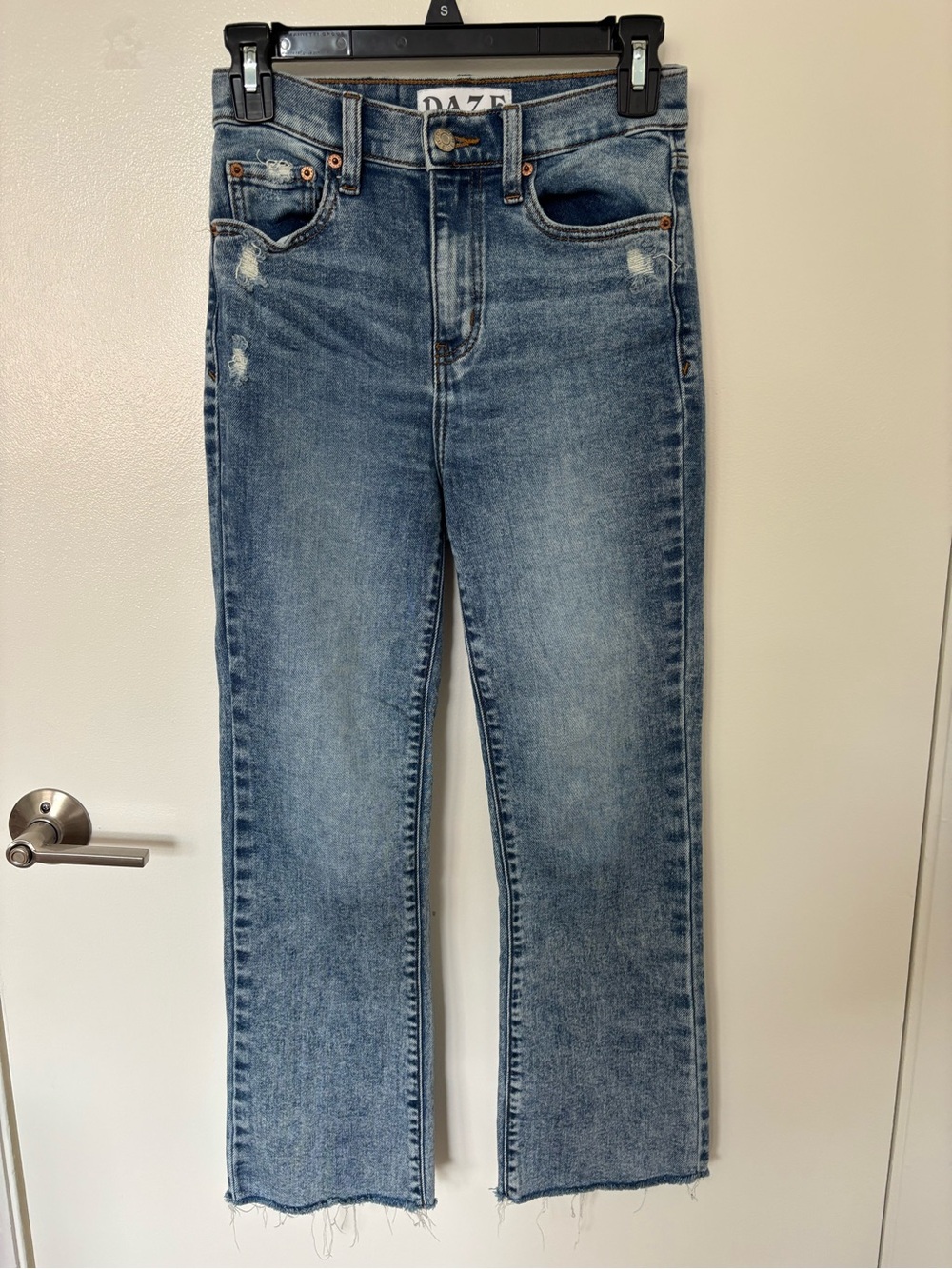 Daze Denim blue distressed straight leg jeans